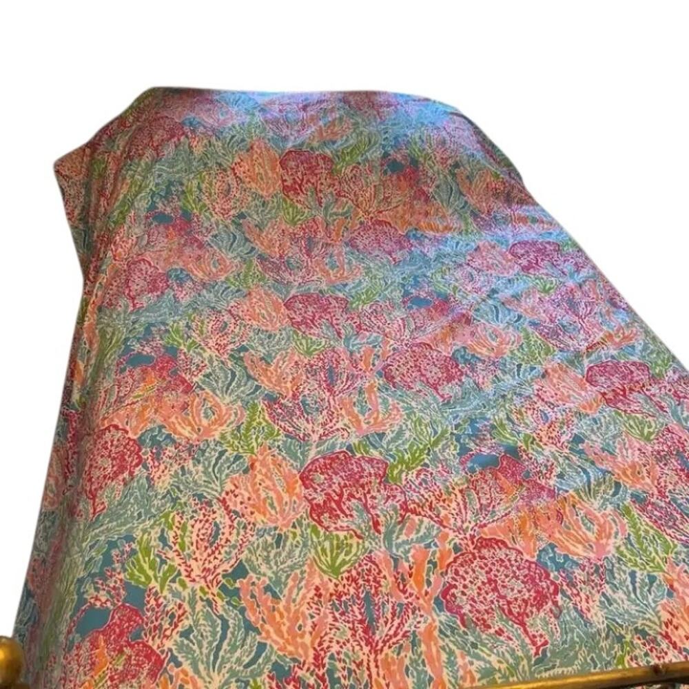Lilly Pulitzer Garnet Hill collaboration Let's cha cha coral full queen duvet